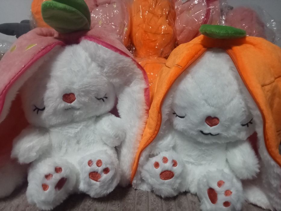 Опт! Дроп! Іграшка нічник дихаючий зайчик в полуничці/морквинці