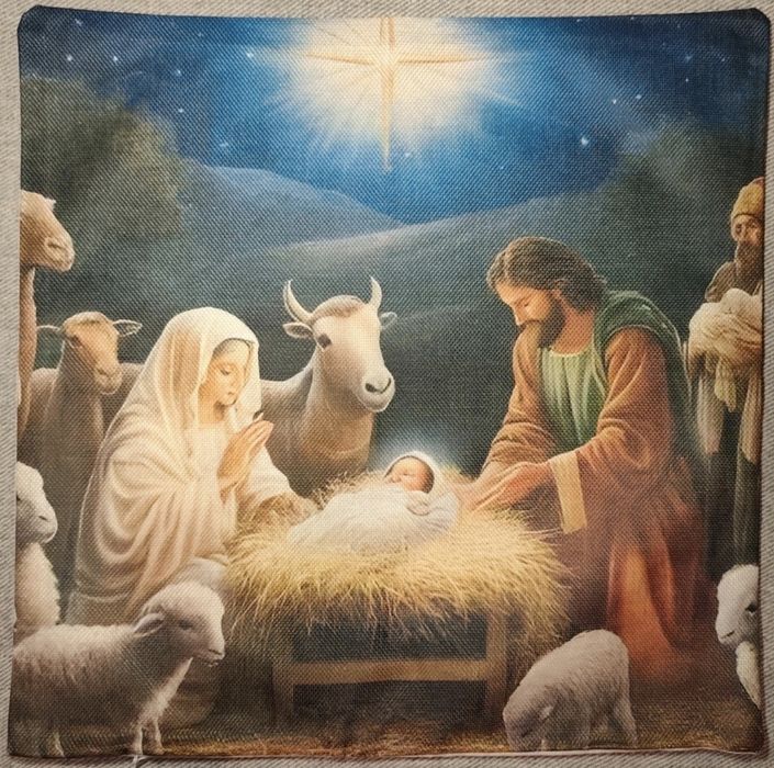 Komplet 4 świątecznych poszewek z plótna