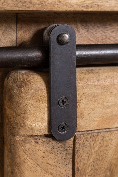 Szafka RTV drewniana Mango (SKLUM) w stylu industrialnym