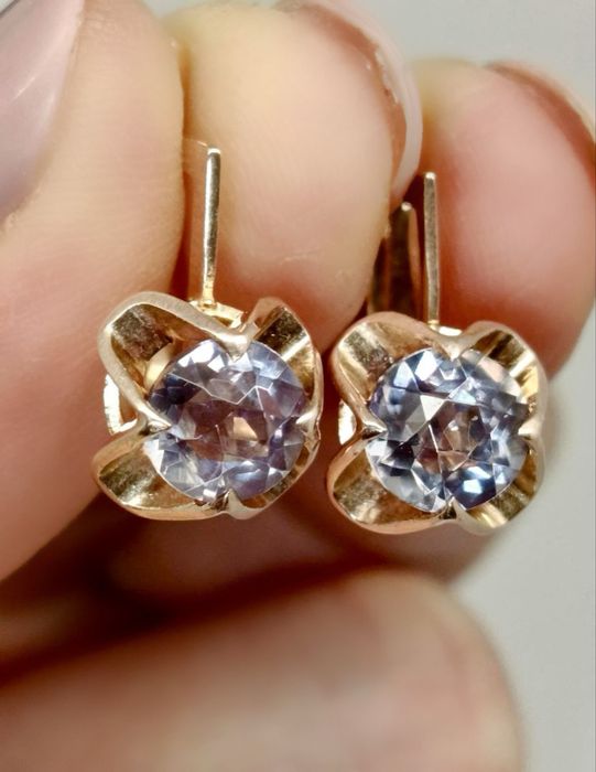 Золоті сережки радянські .Золотые серьги с александритом СССР