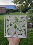IKEA Napkin Holder White Floral Design Steel