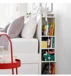 IKEA BRIMNES - Cabeceira cama c/arrumação, branco, 140 cm