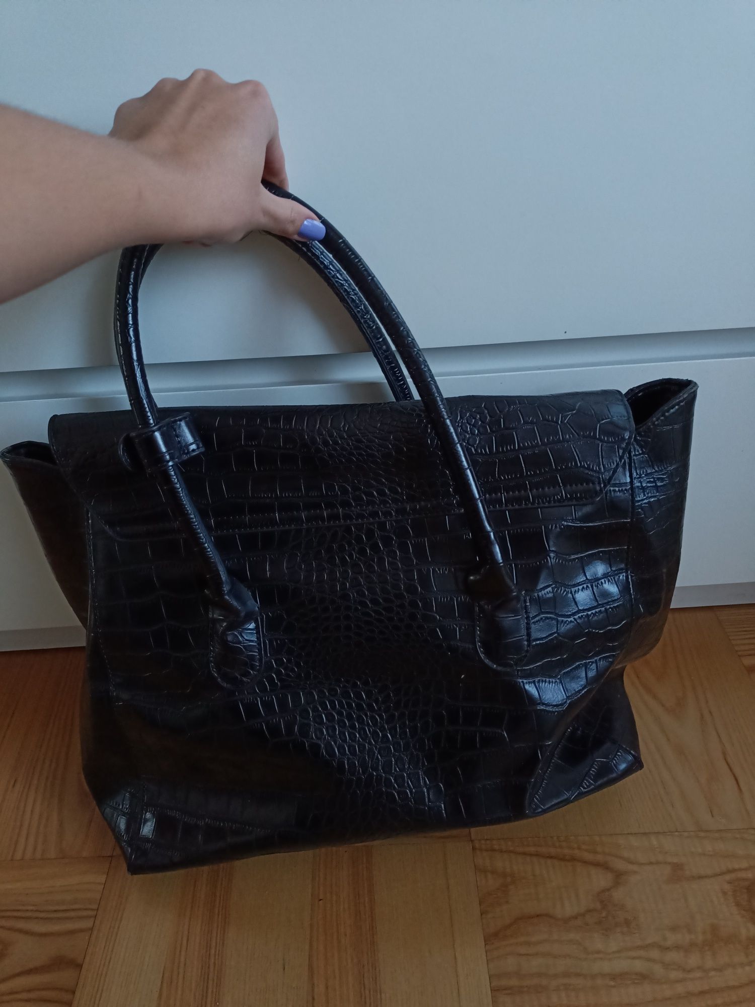 Torba shopper na ramię nerka saszetka skóra krokodyli wzór zara