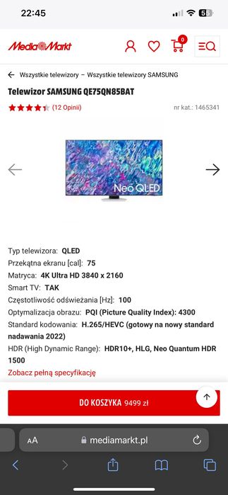 Zamienię lub sprzedam TV SAMSUNGA 75 cali Neo QLED fabrycznie nowy