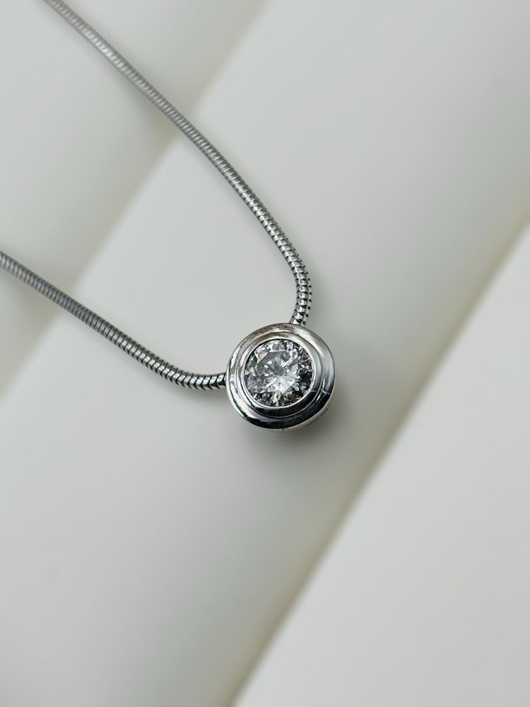 Naszyjnik Złoty z Brylantem 585/14k 0.51ct 45cm Certyfikat