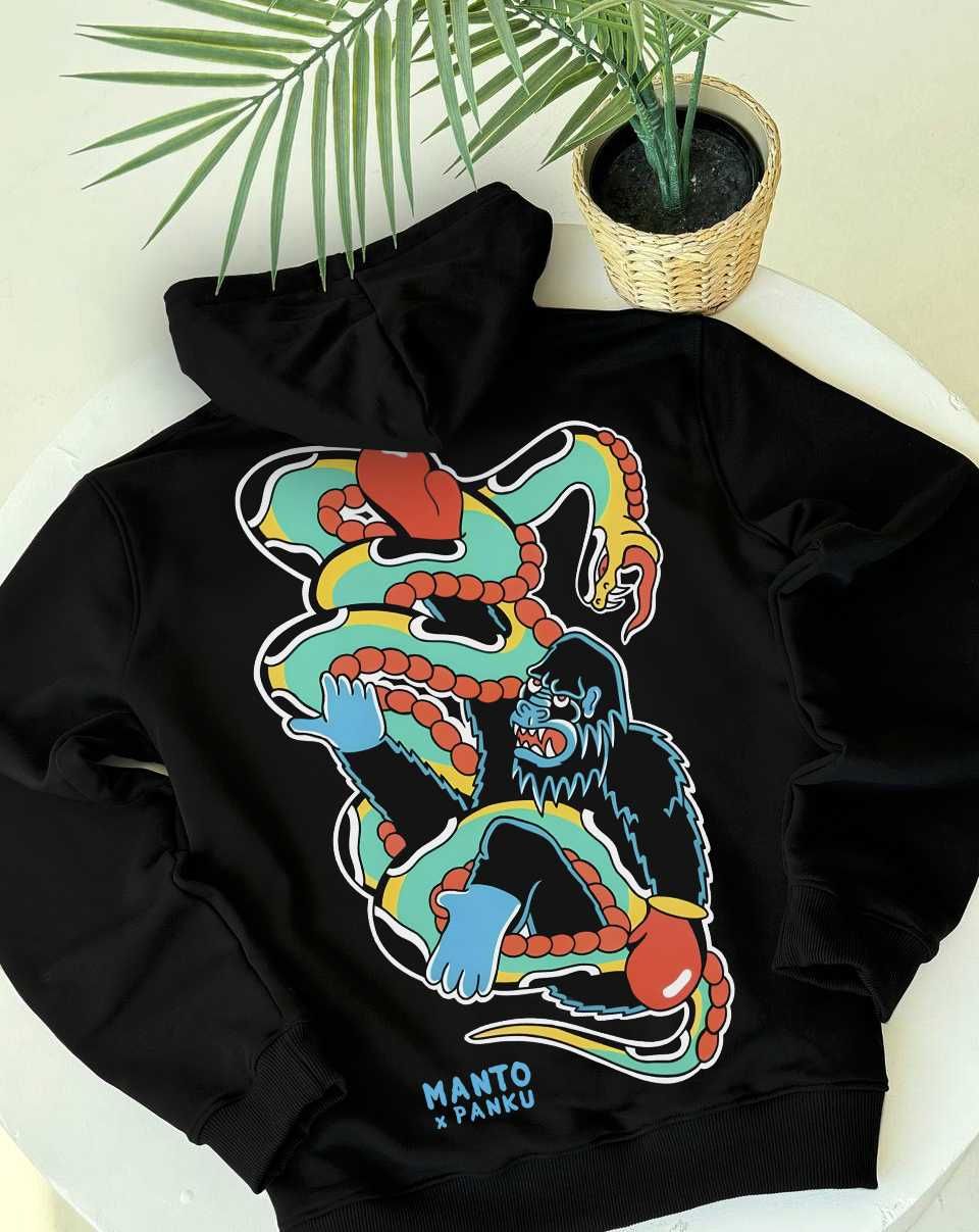 MANTO x Panku — Худи черное Манто — XS S M L XL — BIG Лого Принт