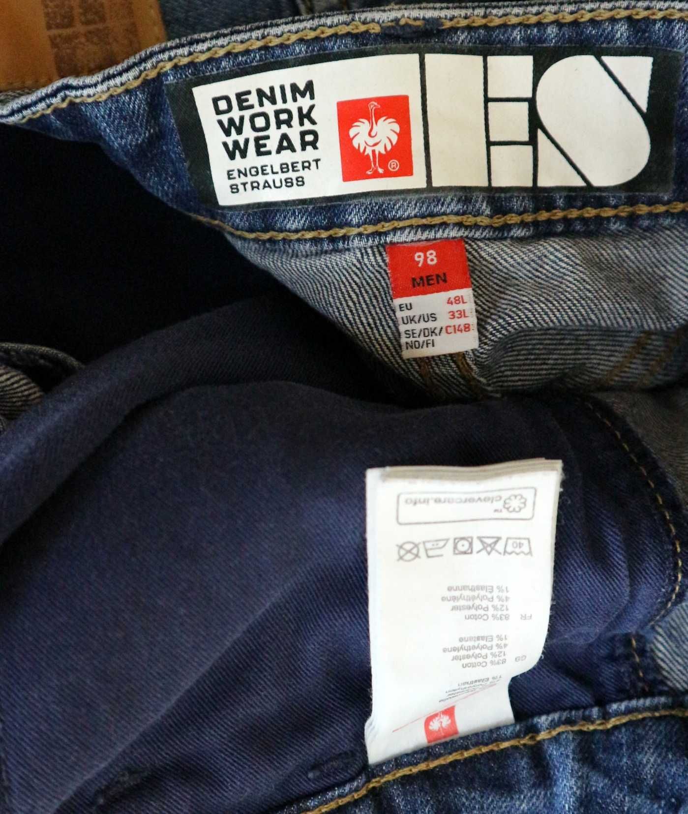 Engelbert Strauss POWERdenim spodnie jeansy robocze 48L pas 2 x 43 cm