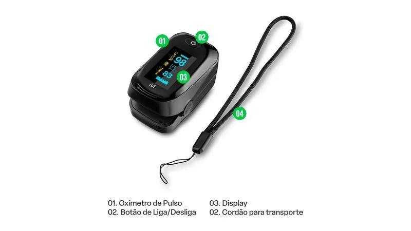 Oxímetro + estojo. Monitor de FC e saturaçãode oxigénio. Novo.