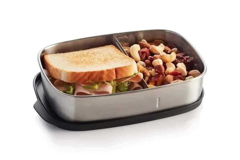 Snack Metálico com Divisória 700ml Tupperware Novo