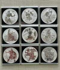 Серія срібних монет "Боги Олімпу" перші 9 штук
