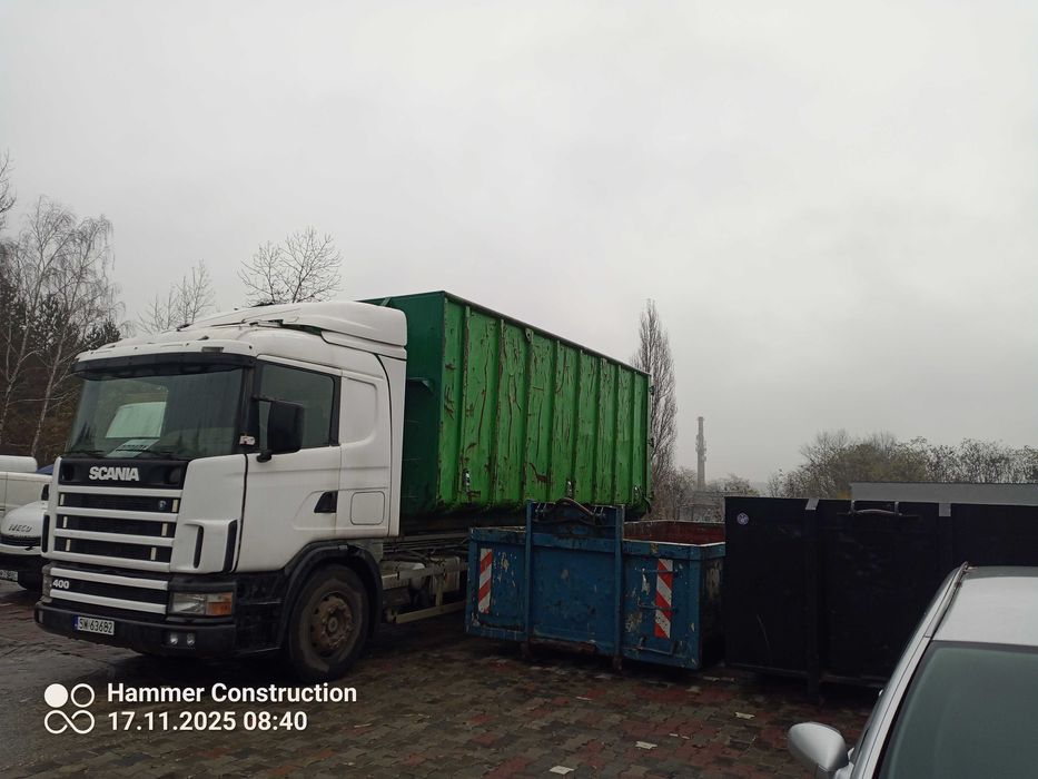 Scania 124 hakowiec z 2 kontenerami