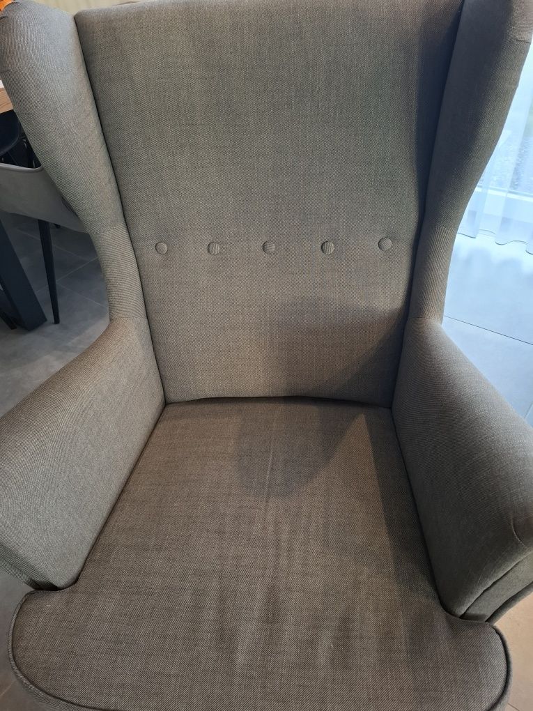 Zestaw Ikea Strandmon, sofa, uszaki, podnóżek