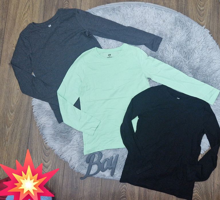Nowy 3-pak bluzek basic H&M 134/140cm
