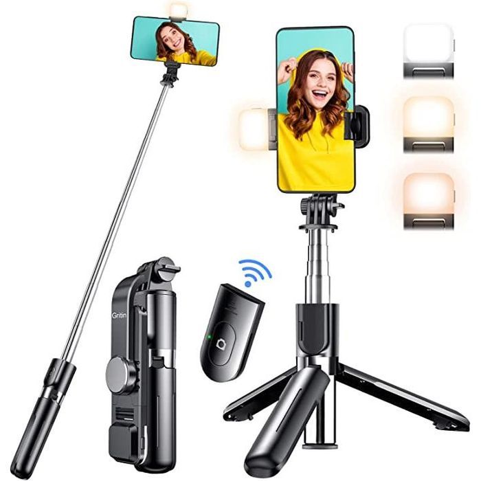 Tripod Selfie Stick Gritin Z Lampą Gb3901