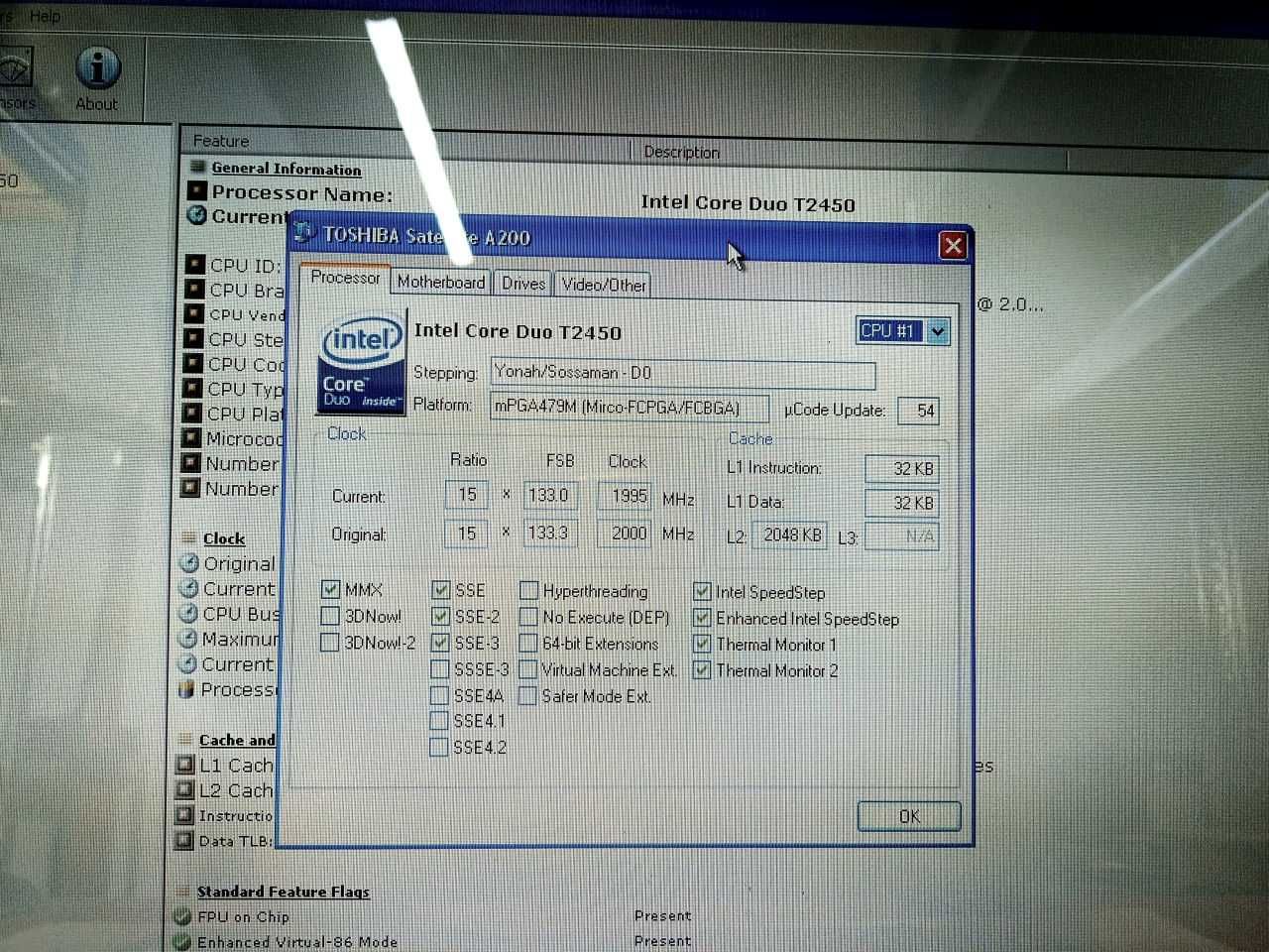 Toshiba A200 Core 2 Duo GeForce 7300 Go 256MB do retro gier Windows XP