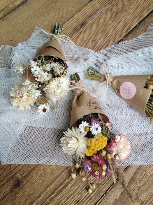 Upominek, podziękowanie dla gości, mini bukiecik boho, suszone kwiaty