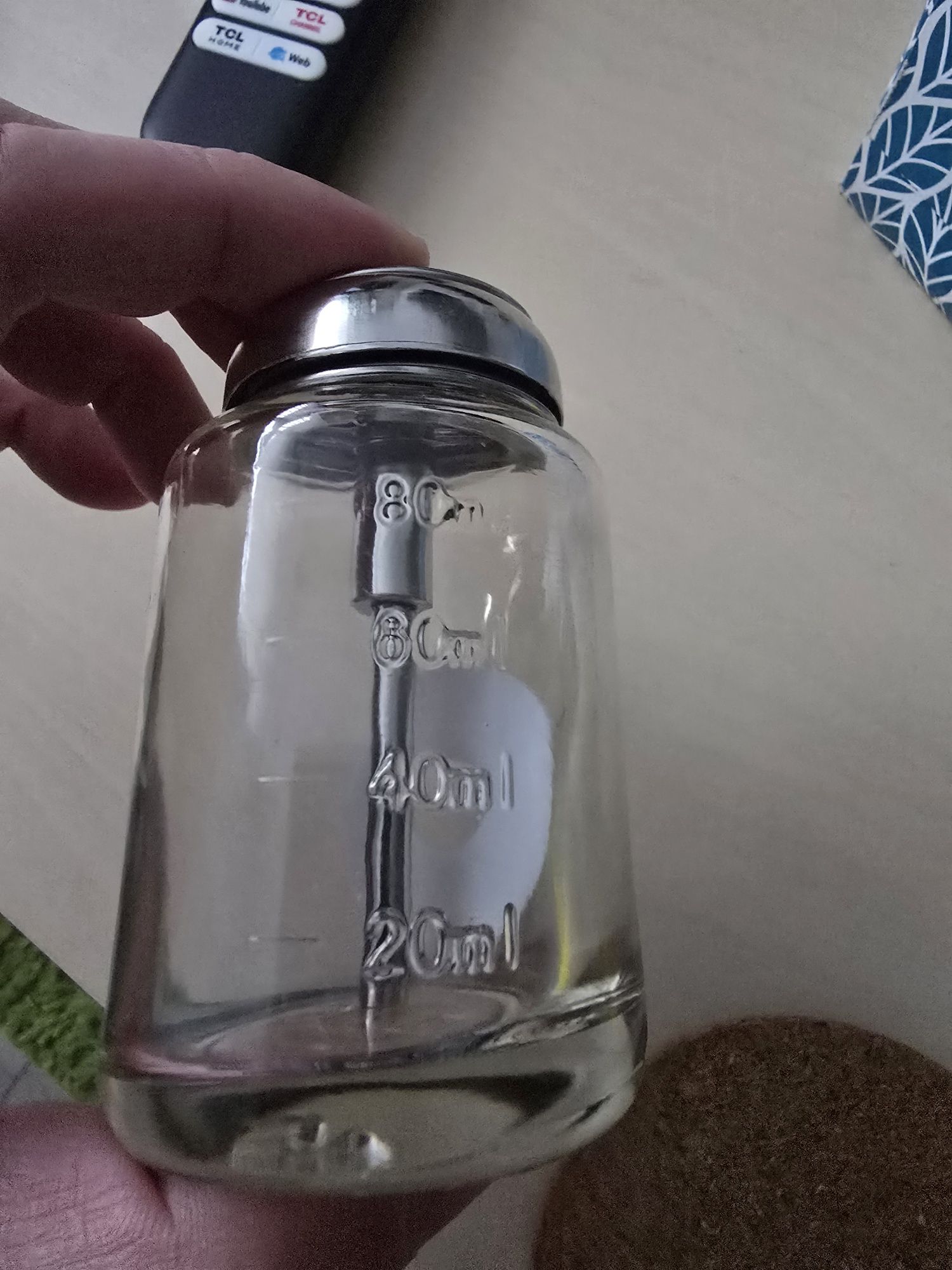 Szklany dozownik kosmetyczny na alkohol, zmywacz z pompką