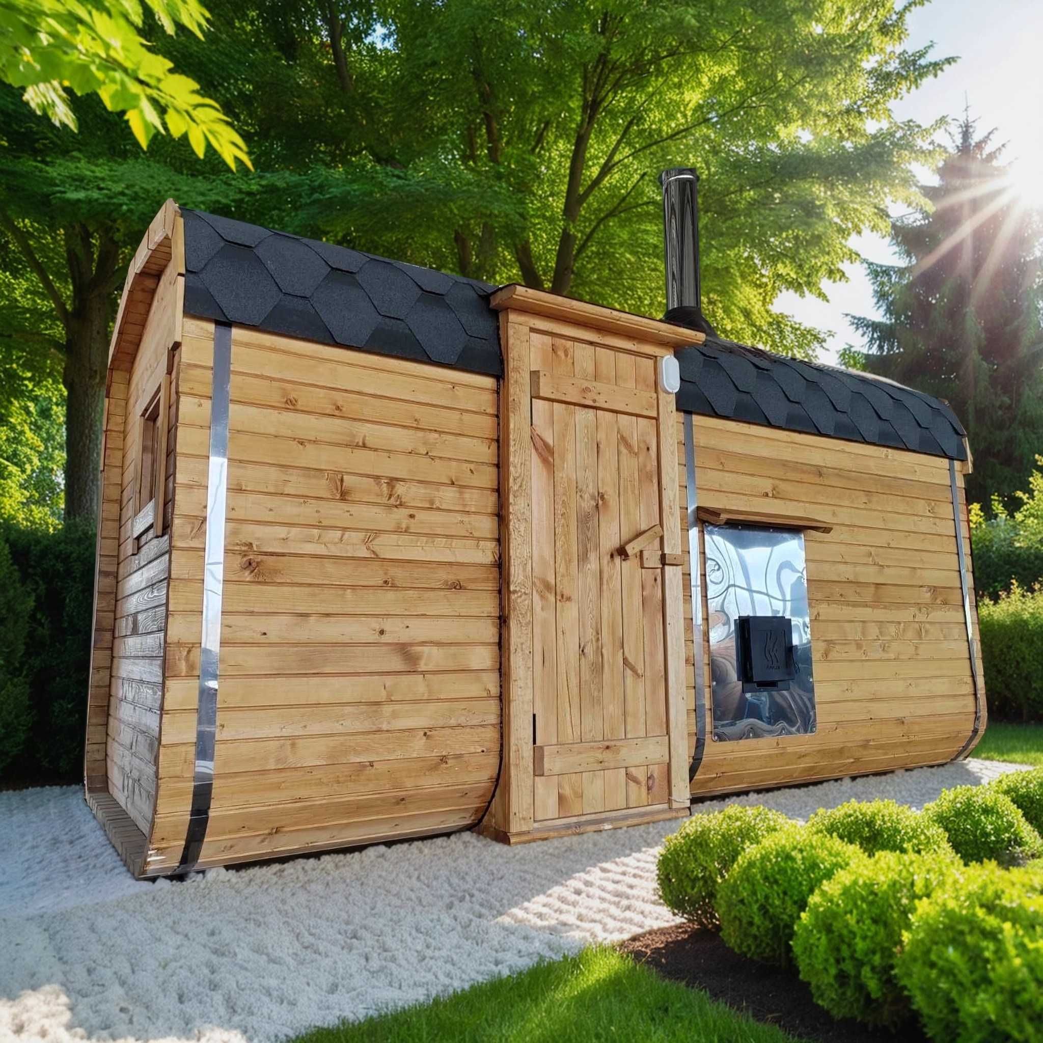 Sauna 2x4 m Ogrodowa Beczka – Fińska Ruska Bania z Piecem - Producent