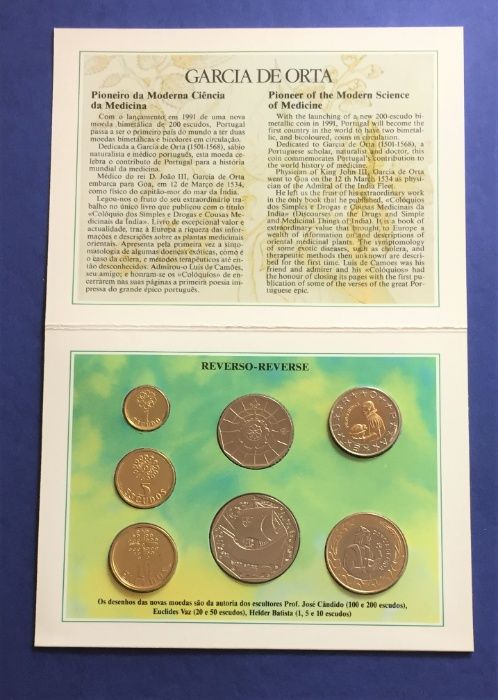 Série anual BNC-1991-carteira oficial INCM com 7 moedas