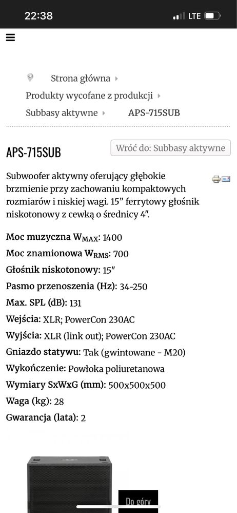 LDM Subbas aktywny APS 715