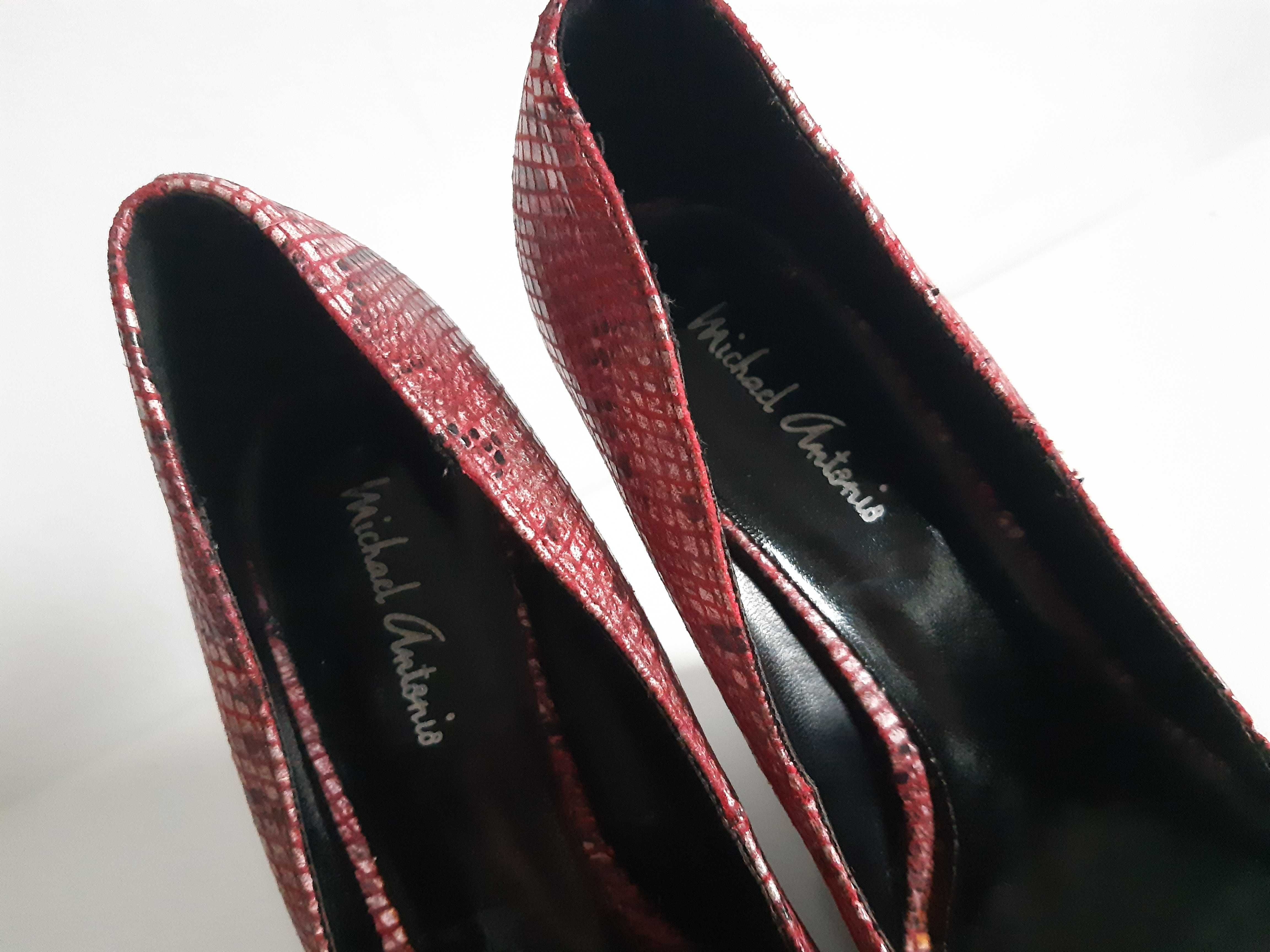 różowe buty na koturnie koturny krokodyl wąż Michael Antonio 36
