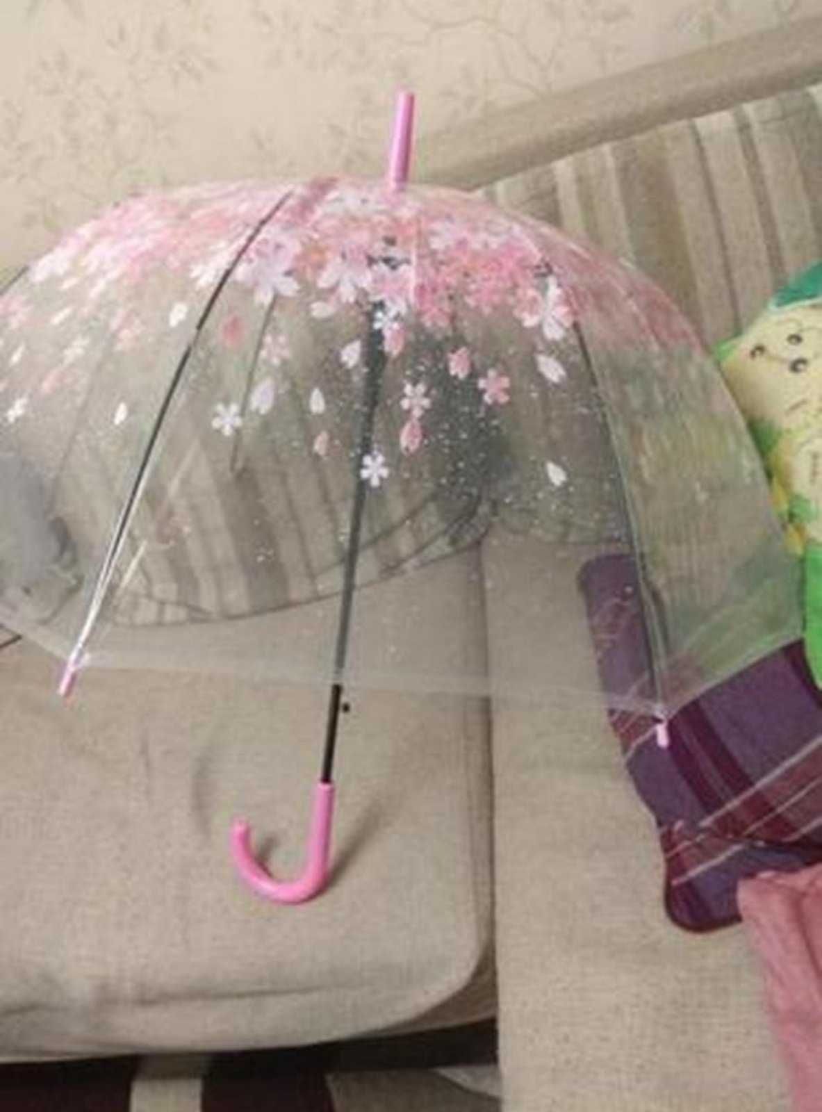 Зонт прозрачный "Сакура" в розовом и синем цветах.