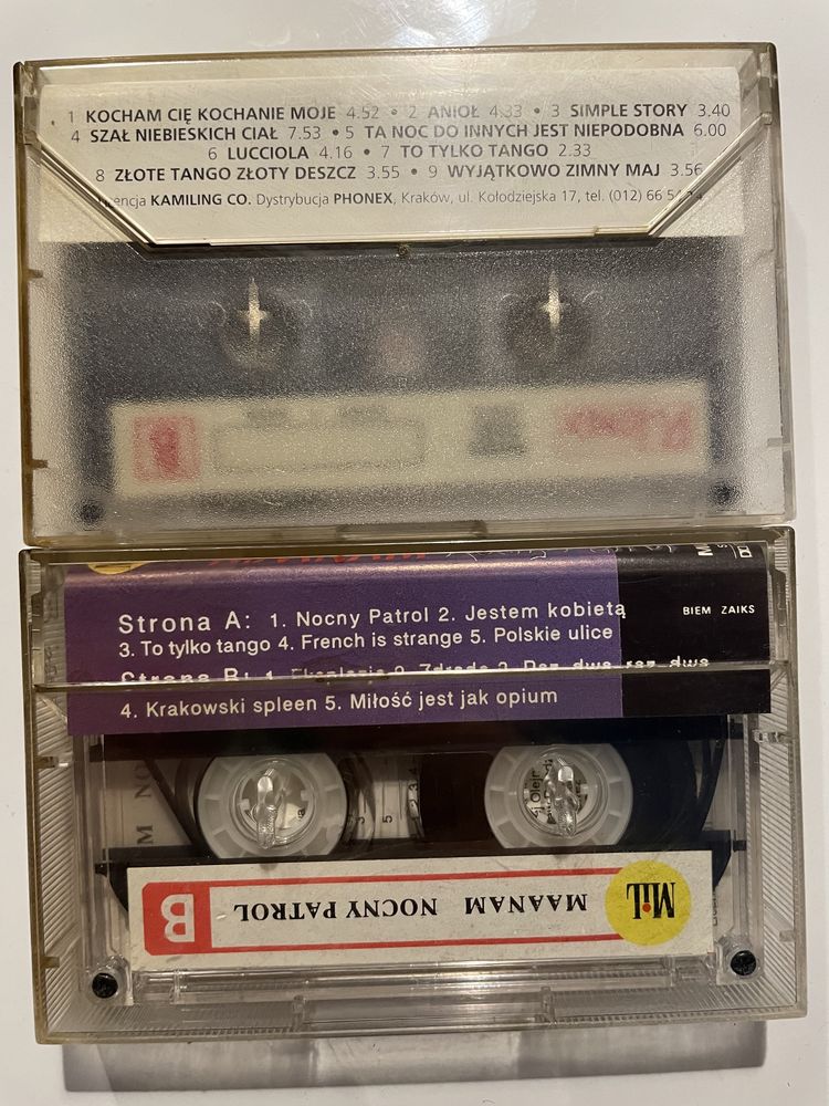 4 kasety Mannam - Nocny patrol, Singles Collection, The Best of Kora,