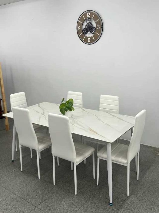Mesa de jantar branca com 6 cadeiras - entrega gratuita