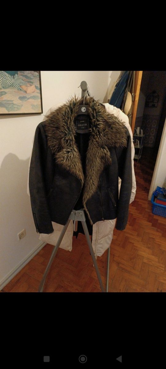 Casaco preto inverno pele genuína Tiffosi