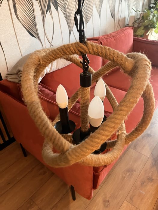 Lampa sufitowa wisząca, sznur, loft