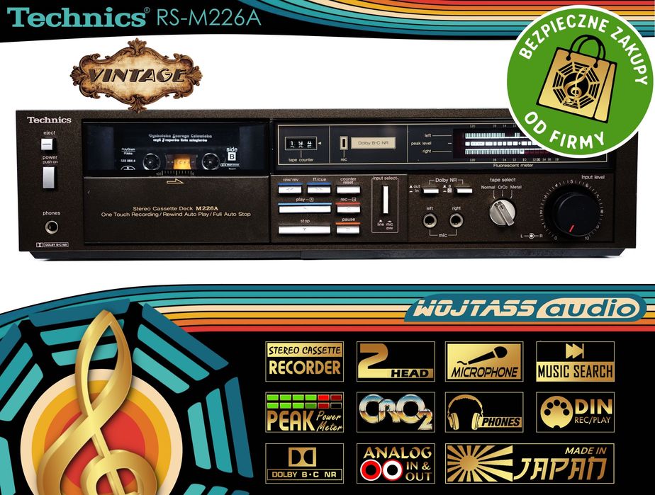 Magnetofon TECHNICS RS-M226A Dolby B-C Deck VINTAGE * RETRO