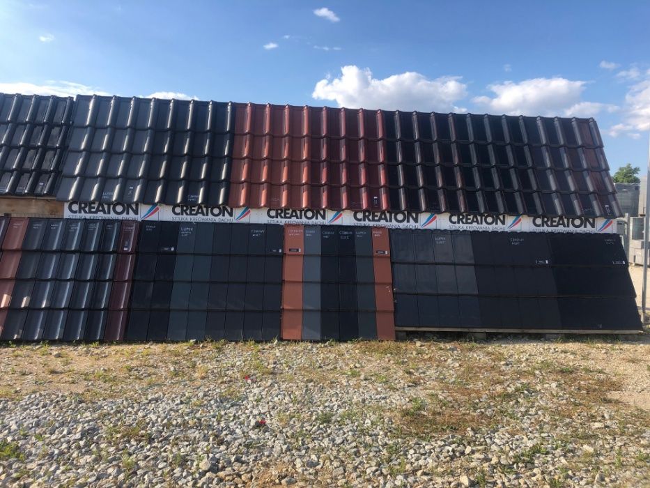 Dachówka Heidelberg betonowe zakładkowa Creaton ciemno czerwona