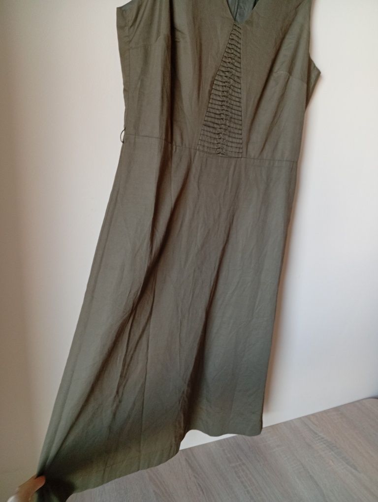 Sukienka bawełniana khaki na podszewce, Tatuum, rozmiar S
