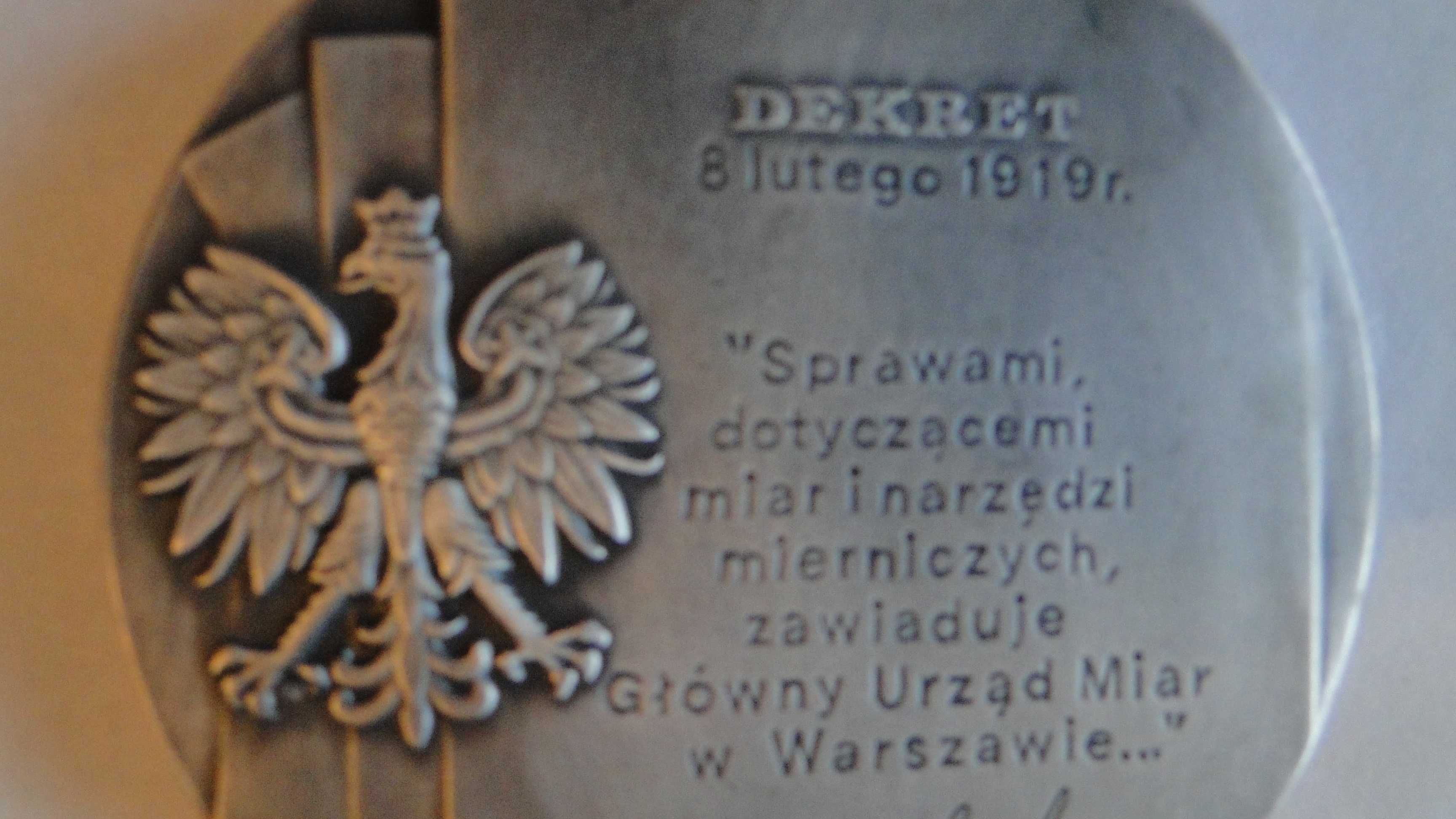 Medal Piłsudski Główny Urząd Miar Warszawa