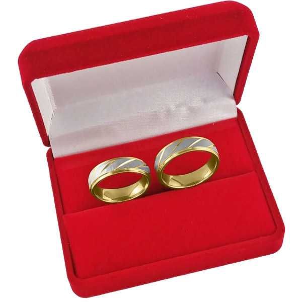 Złote Srebrne Obrączki Ślubne Stal 316L Para KO5