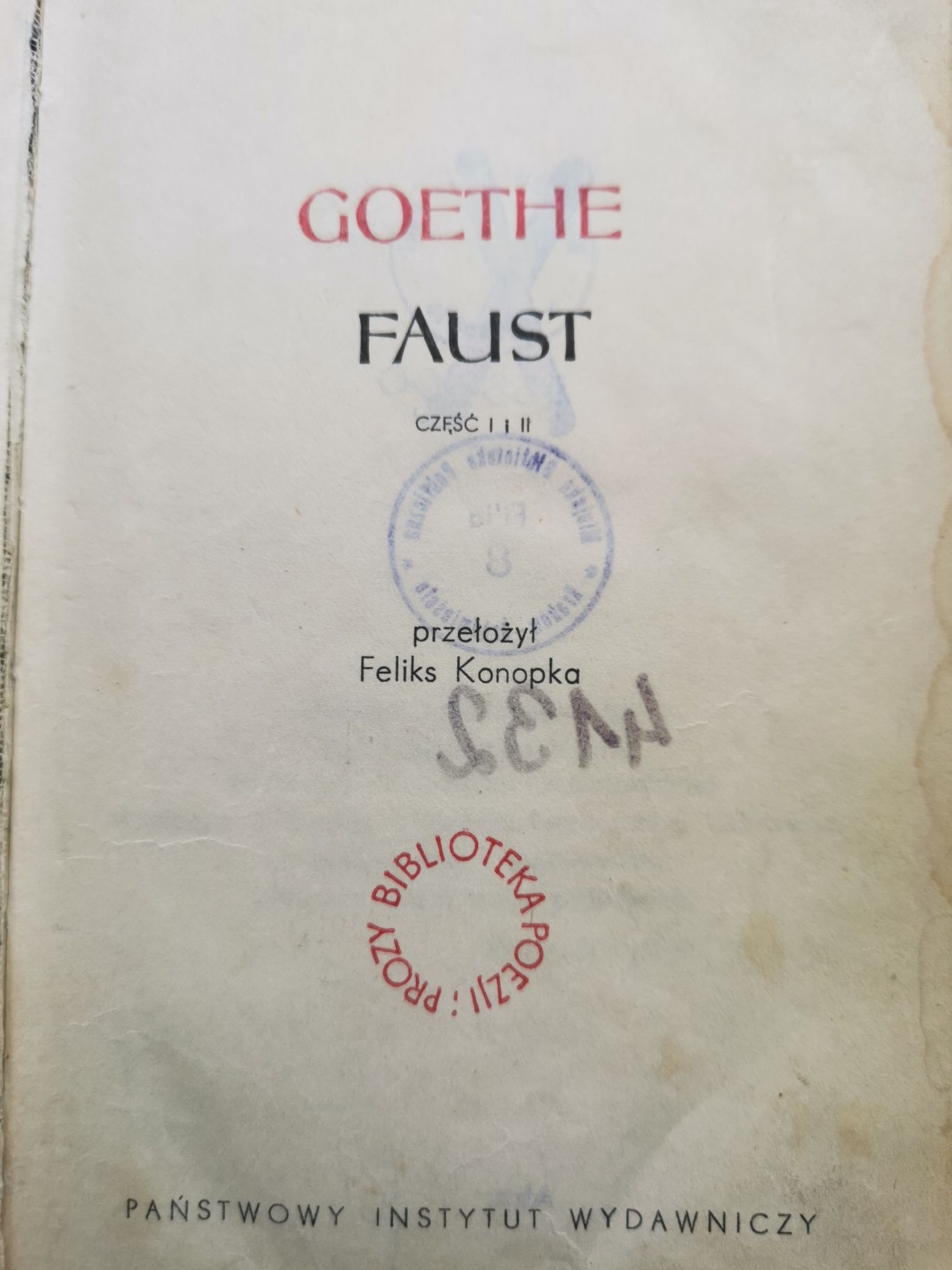 FAUST Goethe przekład Feliks Konopka