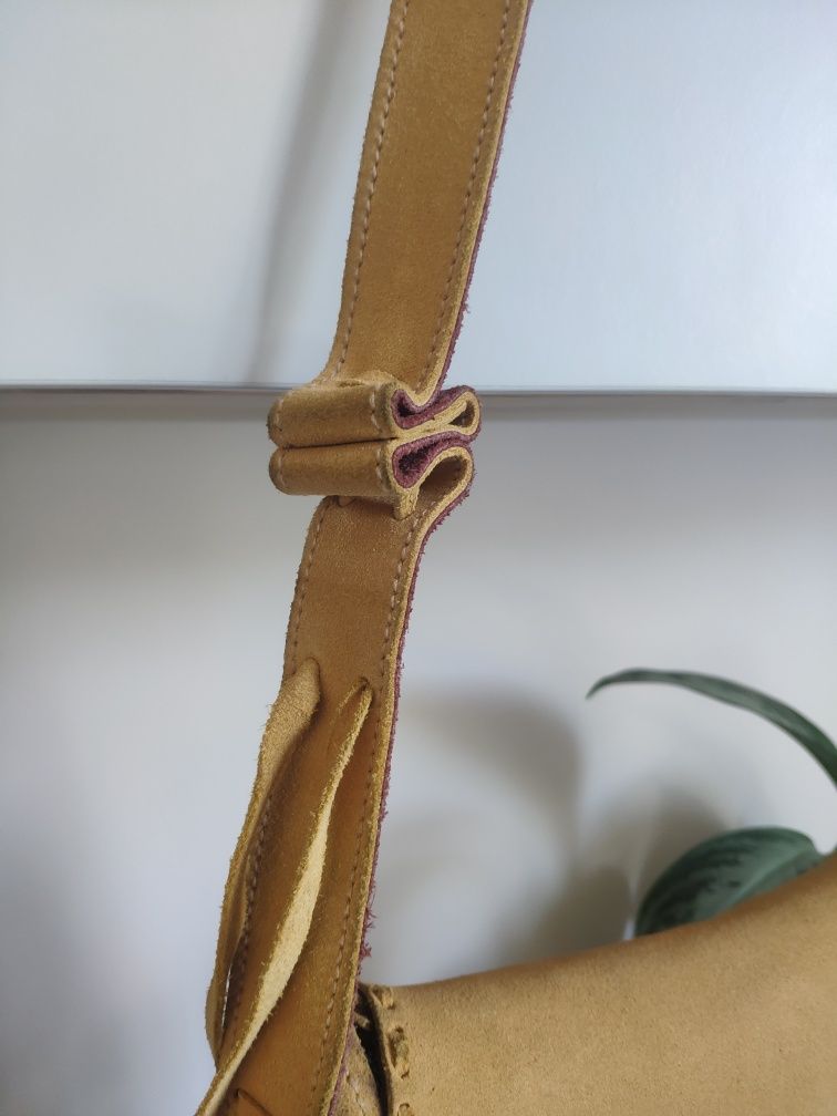 Skórzana torba zamsz skóra 100% etno boho vintage