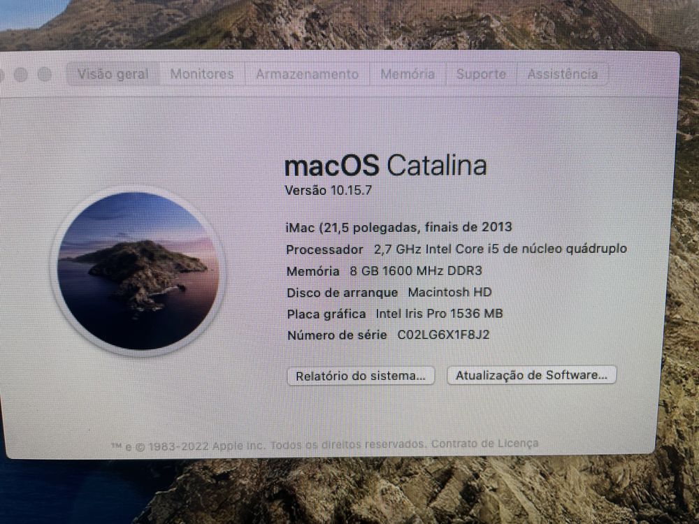 Imac 21,4 2.7ghz 2013 8gb 750 g