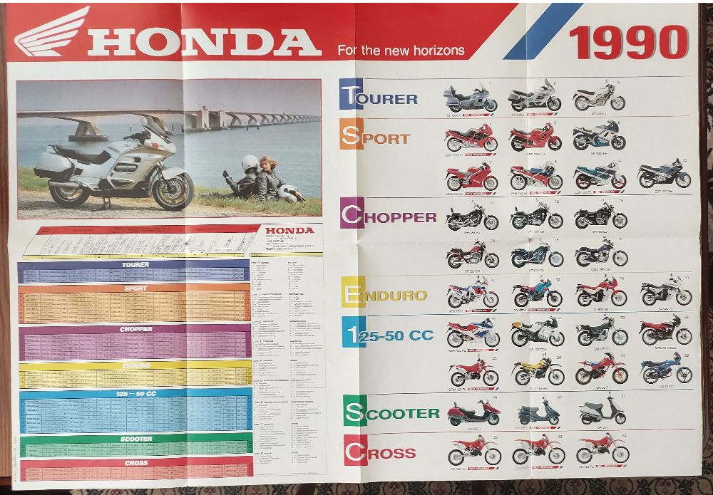 Honda MotoGP Jacques Cornu plakat z modelami Hondy z 1990 r.