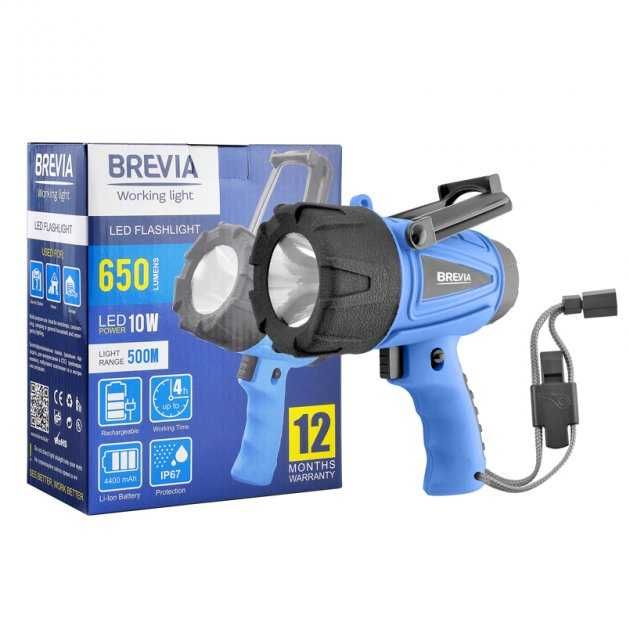 Фонарь (прожектор)Brevia LED 500М 10W LED 650lm 4400mAh microUSB