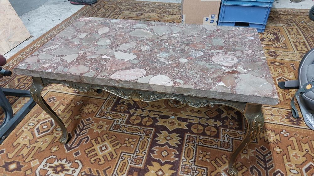 Stolik marmur  kawowy mosiądz