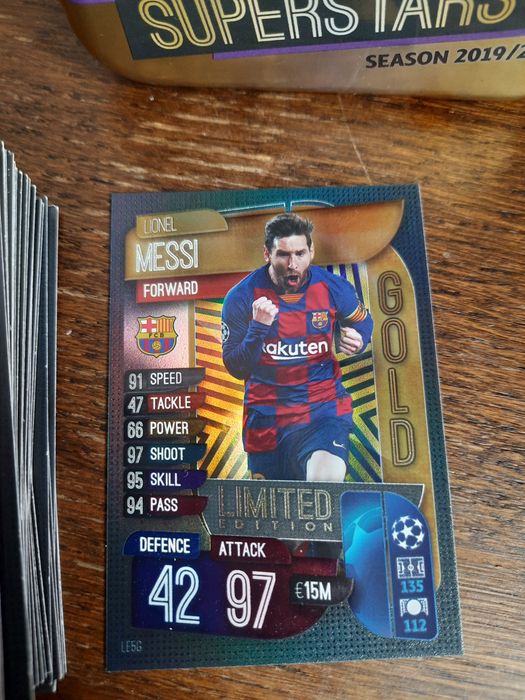 Zestaw kart kolekcjonerskich topps match attax Leo messi limited editi