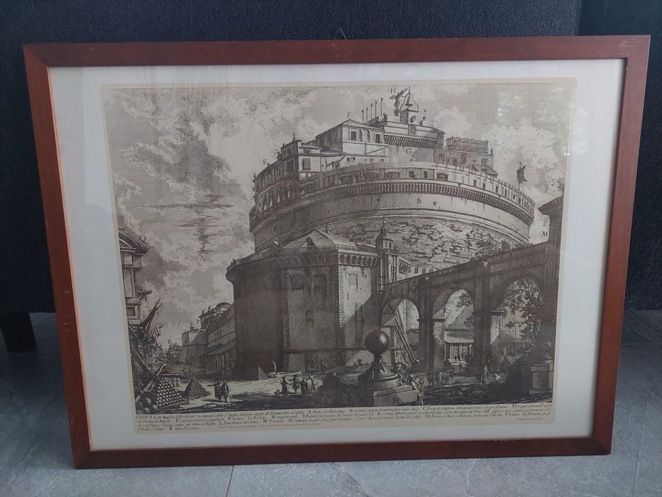 Rzym grafika "Castel Sant’Angelo" / Mauzoleum Hadriana, oprawiona