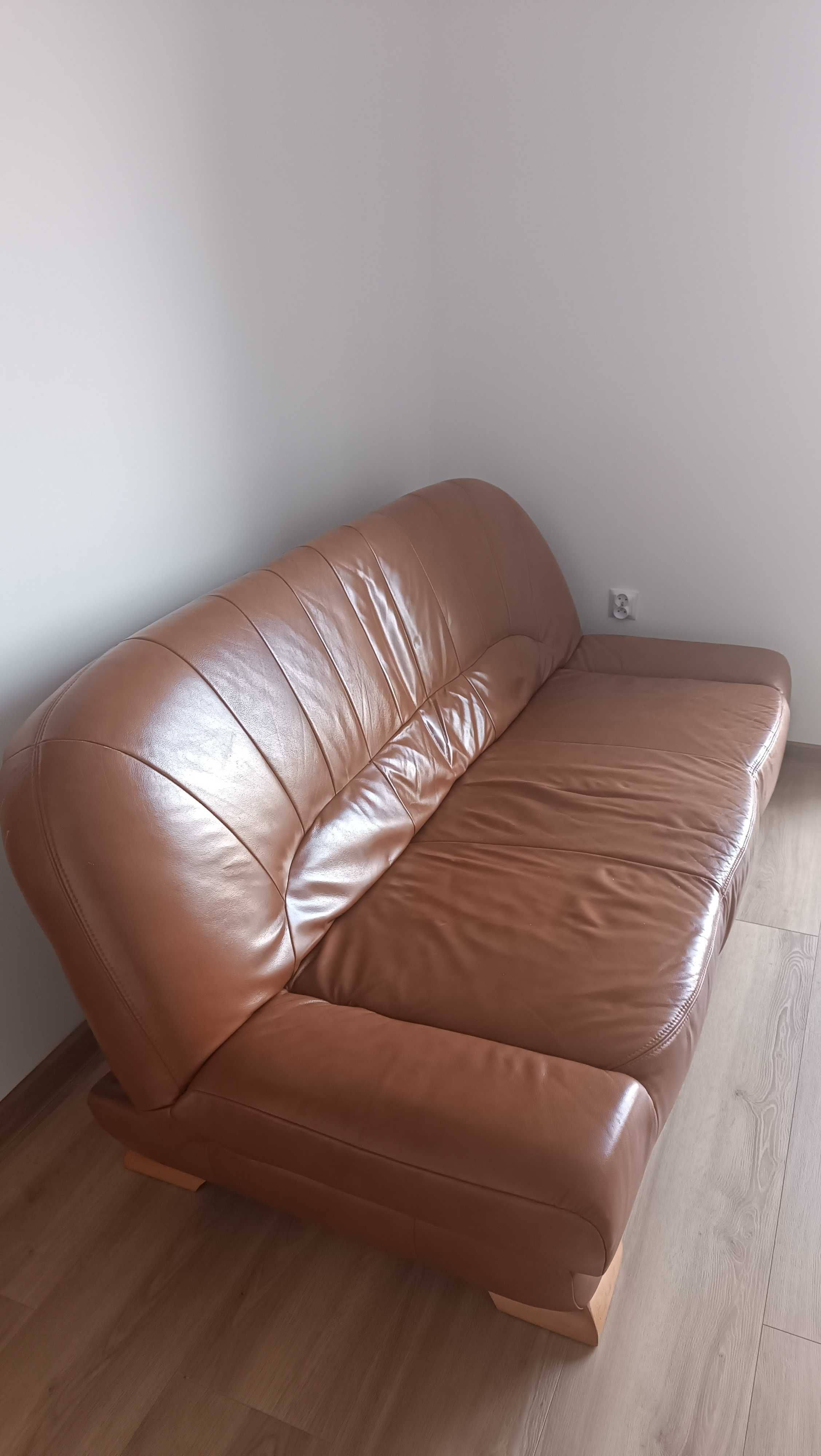 Kanapa skórzana brązowa + 2 fotele
