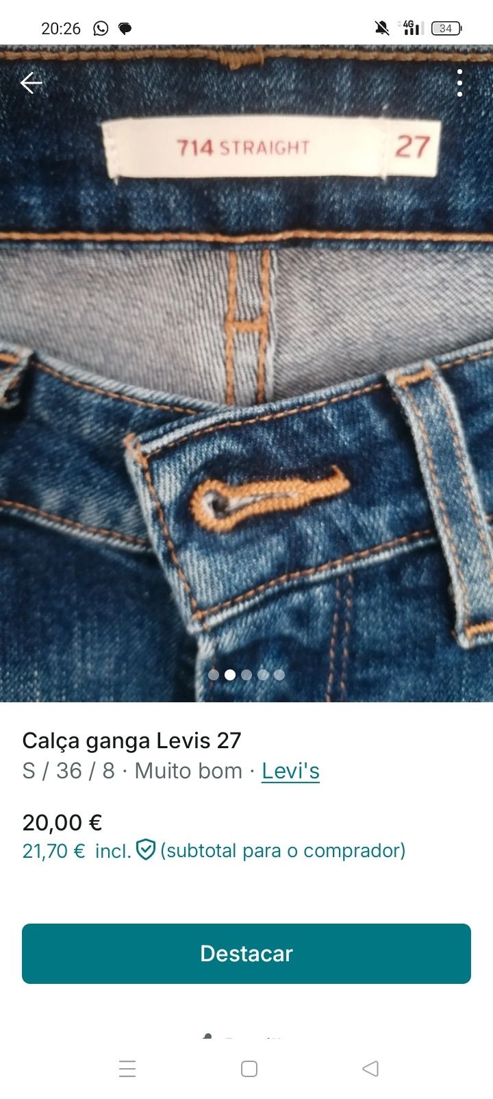 Calças Levis 27 mulher