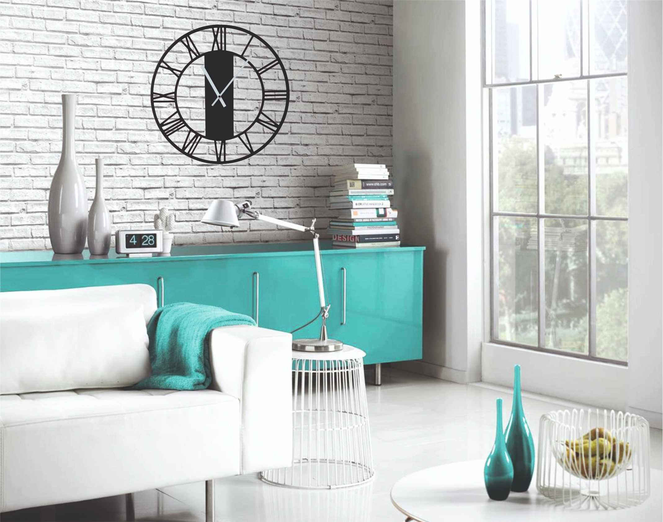 Duży nowy zegar ścienny czarny Rzymski 50 Rome Loft cichy HIT