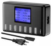 stacja ładowania 8×USB 60 W – LCD, automatyczne wykrywanie urządzeń