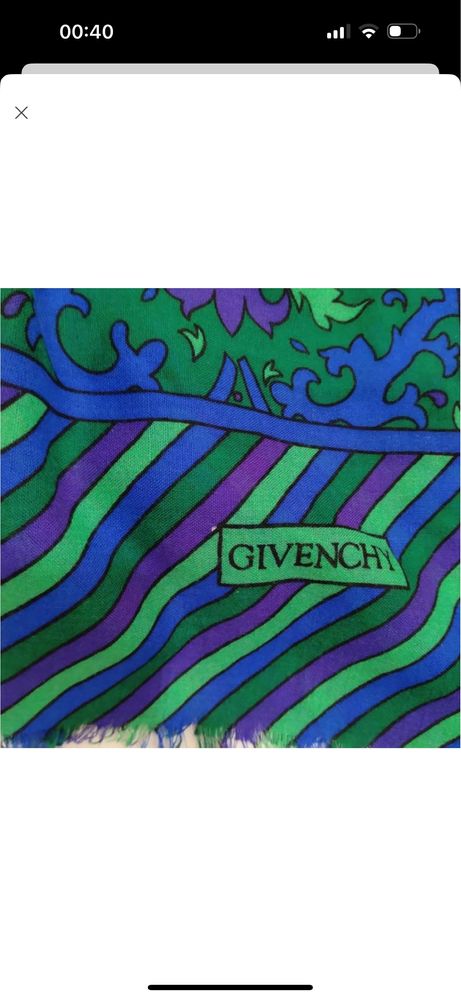 вінтажний яскравий платок, палантин Givenchy,  вовна та шовк