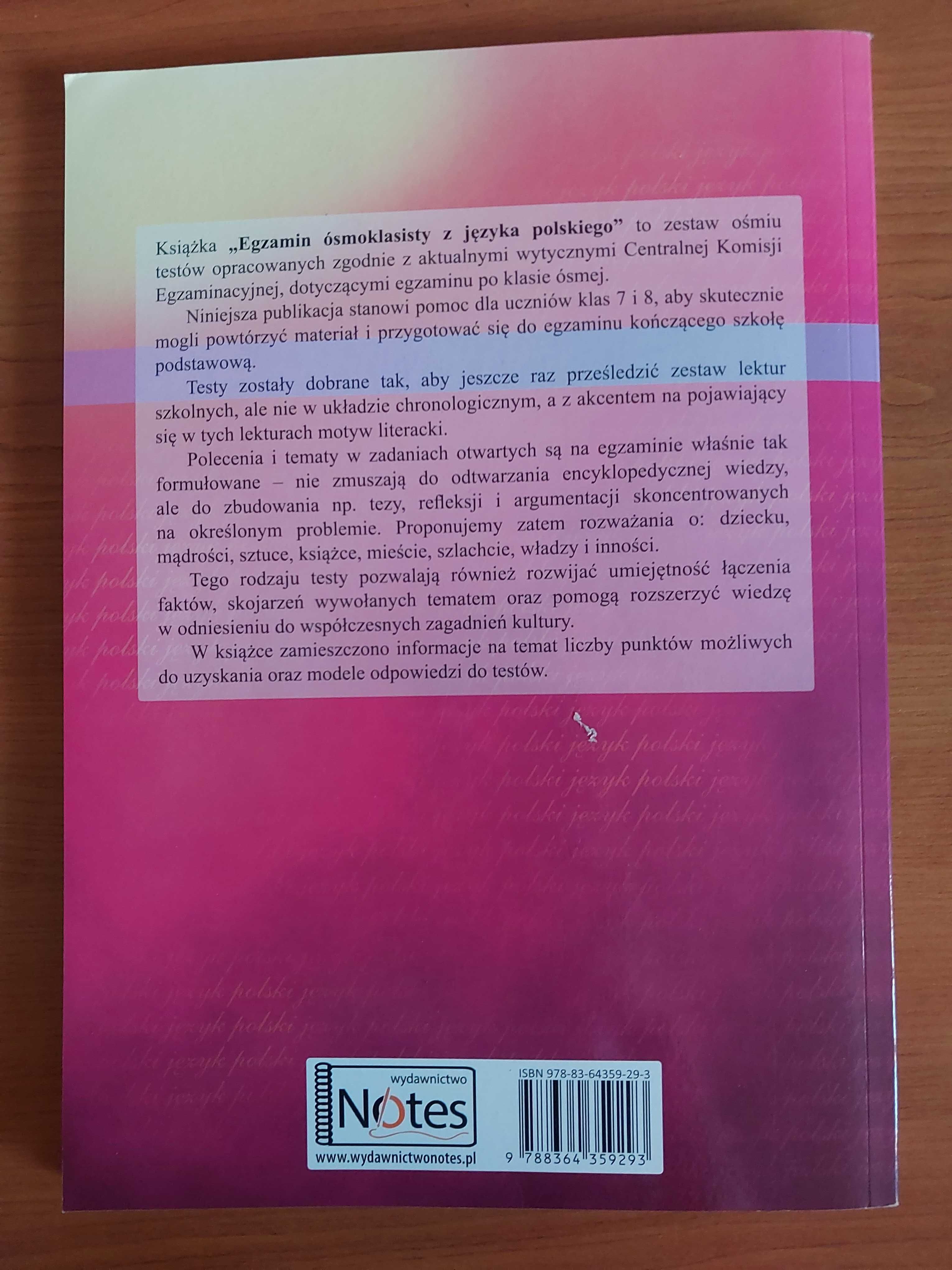 Nowy zestaw testów " Egzamin ósmoklasisty z języka polskiego "
