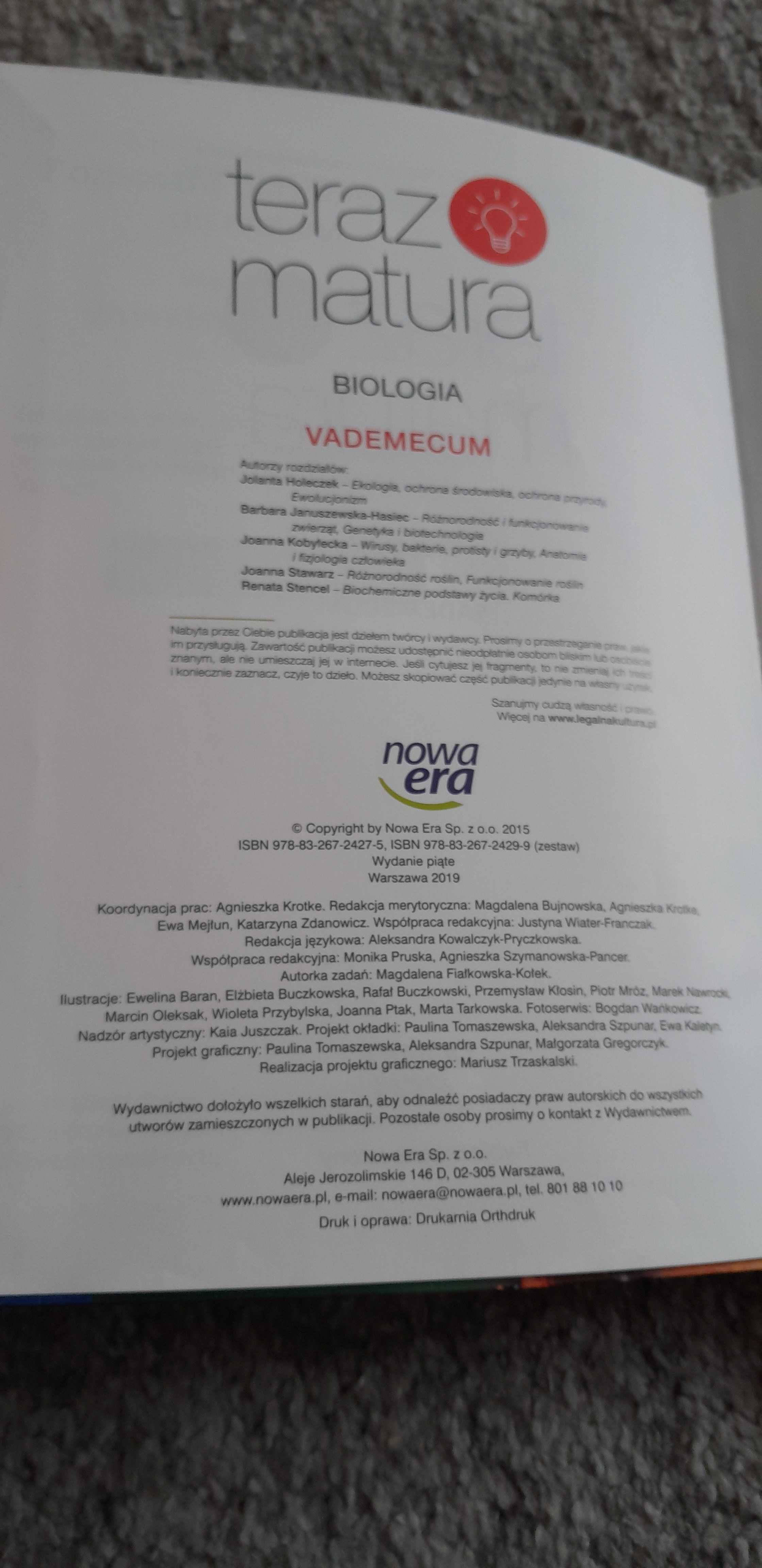 Teraz matura - Vademecum Biologia wydanie z 2019 roku super stan.